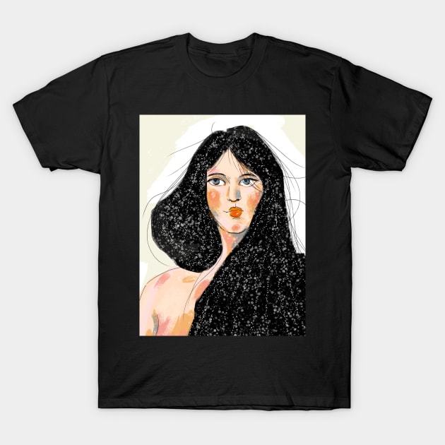 Mystery romantic girl portrait T-Shirt by MeadowTalesDesings